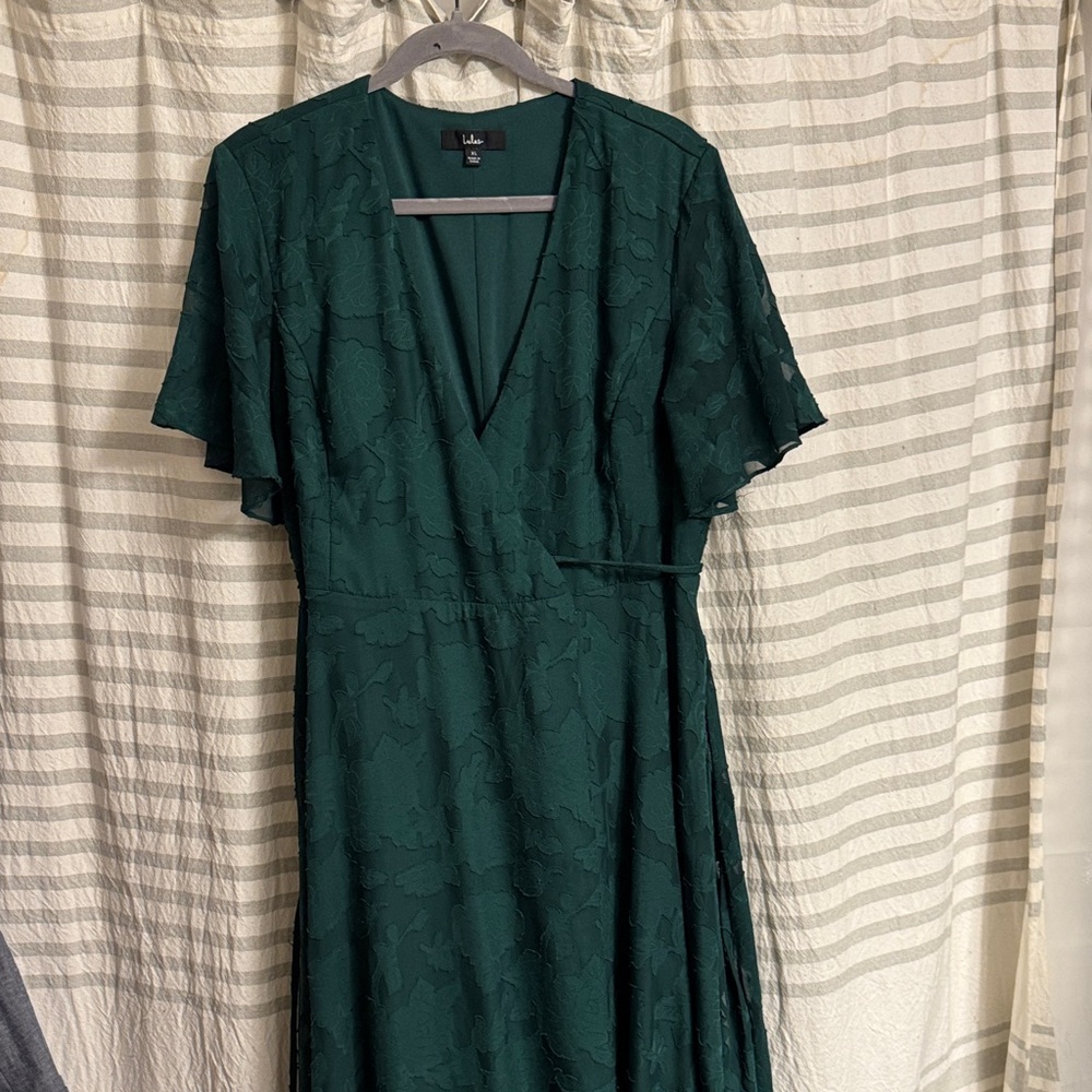 Lulu's Deep Green Maxi Wrap Dress